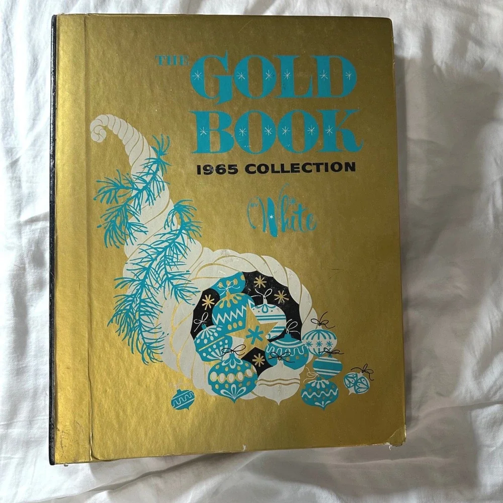 White The Gold Book 1965 Collection Christmas Card Sample Album Gold Good MCM